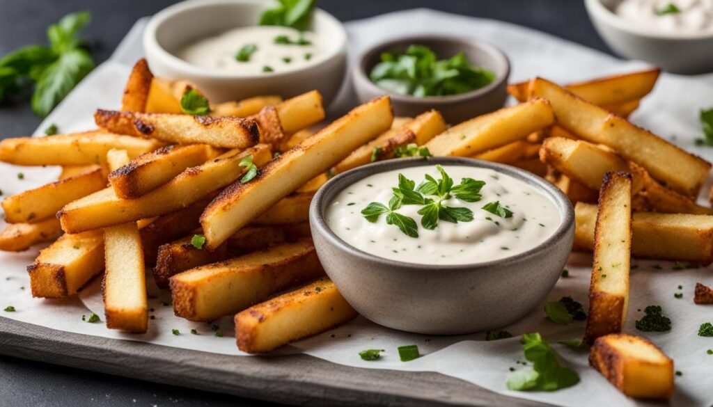 halloumi fries with dipping sauce